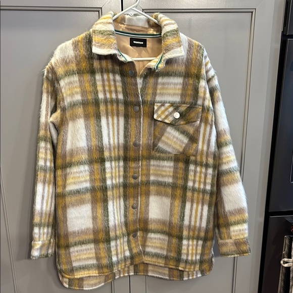 Monrow Multi Color Plaid Flannel Shacket Coat Jacket sz S - Picture 2 of 8
